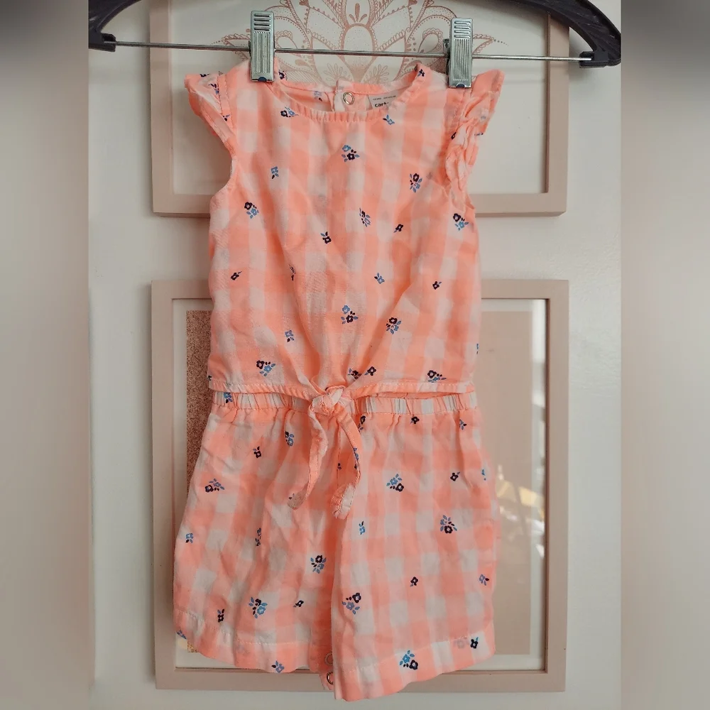 🎁 10/$25-Carter's  romper 12 months _ plaid and floral
